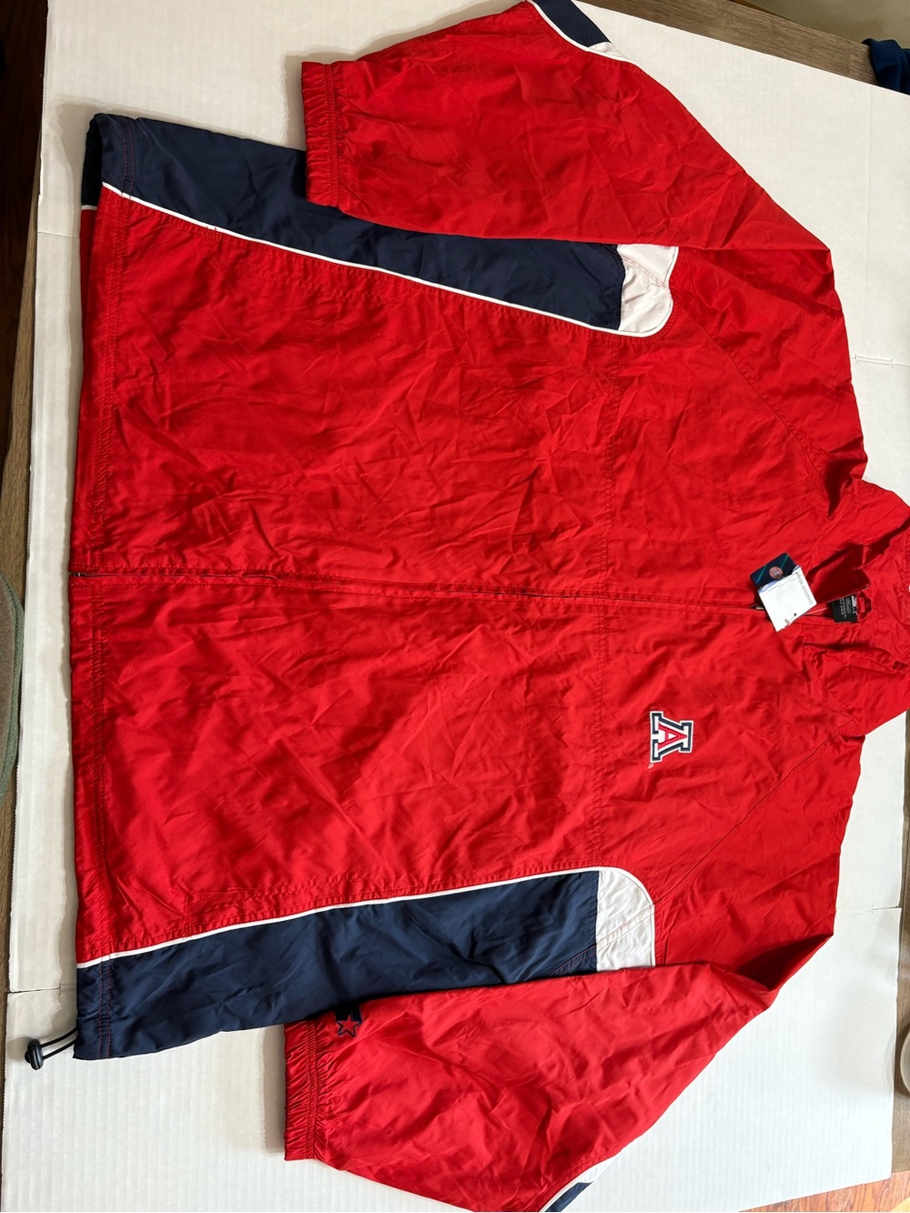 STARTER Red Windbreaker with Navy & White Trim and Embroidered 'A' Logo